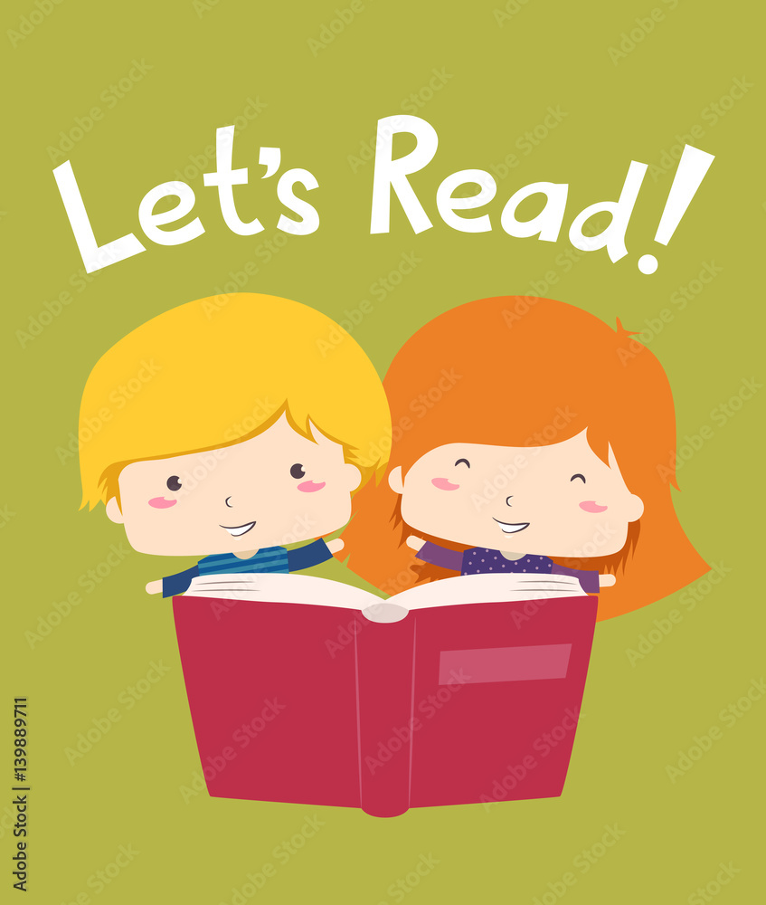 Kids Library Poster Lets Read Stock Vector | Adobe Stock, image size:847x1000