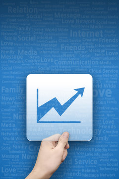 Graph symbol on blue typography background