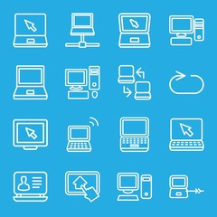 Leinwandbilder - Set of 16 desktop outline icons