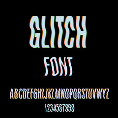 Glitch font with distortion effect