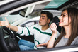 © F8  \ Suport Ukraine - Man scream, woman make make up white drive new car,