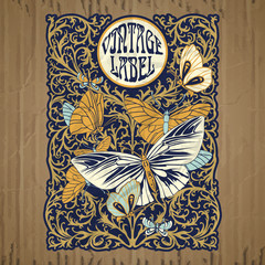 Canvas Print - vector vintage items: label Art Nouveau