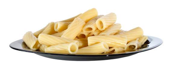 Pasta in a plate on white background