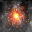 Golden firework glitter particles on the background. Stardust spark the explosion on a black background. vector illustration 3D, of realistic vector, EPS 10