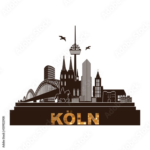 Koln Panorama Skyline Wandtatoo Sehenswurdigkeiten Kolner Dom Hohenzollernbrucke Rathaus Triangle Stadtansicht Stadtetour Tourismus Buy This Stock Vector And Explore Similar Vectors At Adobe Stock Adobe Stock