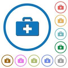 Poster - First aid kit icons with shadows and outlines