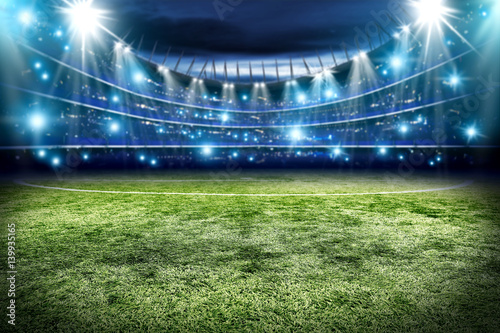 Plakat boisko do piłki nożnej i zielona trawa