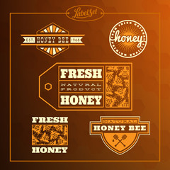 Canvas Print - Honey bee label set