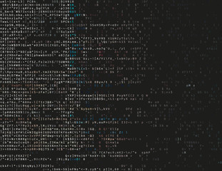 corrupted source code. modern vector illustration about computer security. abstract ascii glitch bac