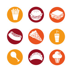 Wall Mural - color fast food background icon