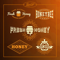 Canvas Print - Honey bee label set