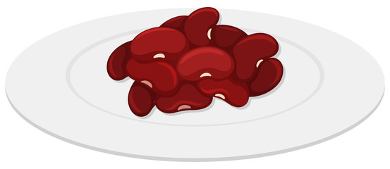 Wall Mural - Red beans on round plate