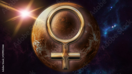 Fotografía Venus zodiac horoscope symbol and planet. 3D rendering