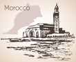 Hassan II Mosque, Casablanca. Marocco. Sketch.