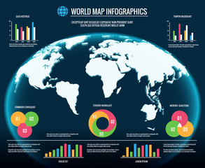 Poster - map infographics. 3d world maps graphic design templates vector illustration