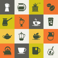 Poster - multicolor coffee vector icons set