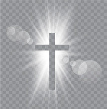 Religioush Three  Crosses With Sun Rays  Transparent Background