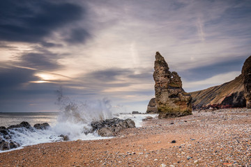 Sticker - Chemical Beach Crashing Waves / Dawdon Chemical Beach, got its name from the former Seaham Chemical Works and is located on the Durham coastline south of Seaham, with its Magnesian Limestone Stack