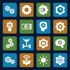 Set of 16 gear filled icons