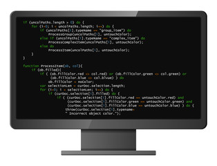 Leinwandbilder - Abstract background with program code. Programming and coding technology background. Program listing. Vector illustration.