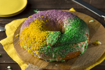 Sticker - Homemade Colorful Mardi Gras King Cake