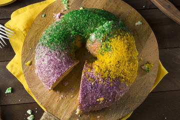 Sticker - Homemade Colorful Mardi Gras King Cake