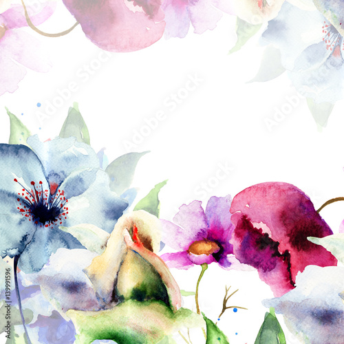 Foto-Schiebegardine Komplettsystem - Spring floral background (von Regina Jersova)