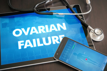 Poster - Ovarian failure (endocrine disease) diagnosis medical concept on tablet screen with stethoscope