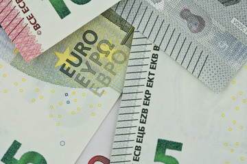 Euro cash. Many Euro banknotes.