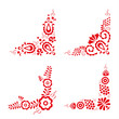 © kurkalukas - Set of four traditional folk ornaments, hungarian decorative pattern, red embroidery isolated on a white background, vector illustration
