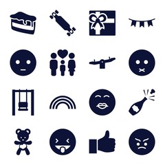 Poster - Set of 16 happy filled icons