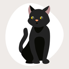 Wall Mural - Cat breed cute pet black portrait fluffy young adorable cartoon animal and pretty fun play feline sitting mammal domestic kitty vector illustration.