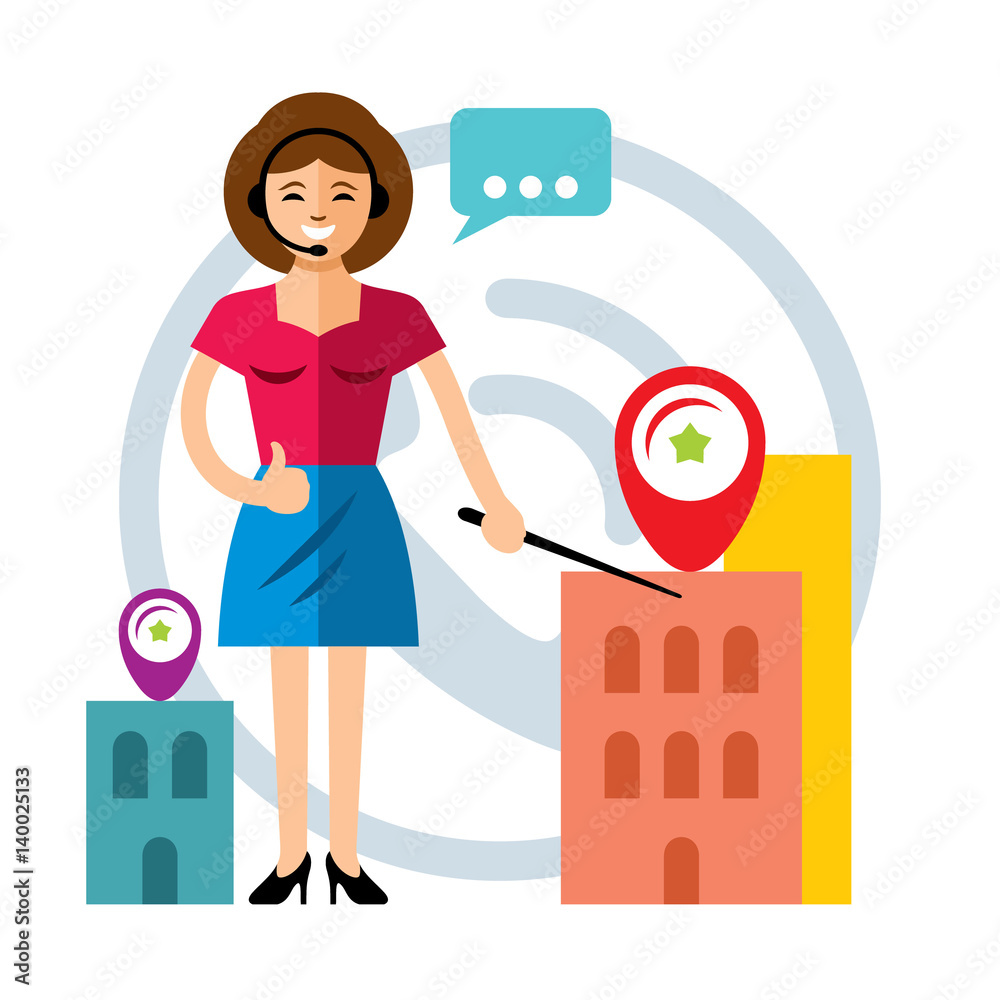 Vector Call Center Concept. Flat style colorful Cartoon illustration ...