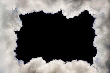 Wall Mural - frame clouds isolated over black.