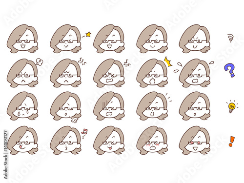 女性 顔 表情 アイコン セット 眼鏡 Stock Vector Adobe Stock 女性 顔 表情 アイコン セット 眼鏡 Stock Vector Adobe Stock