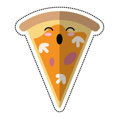 Sticker - cartoon tasty pizza slice vector illustration eps 10