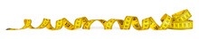 Yellow Metric Measuring Tape Isolated On White Panorama Background / Maßband Gelb Isoliert Panorama Hintergrund