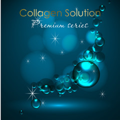 Wall Mural - essense and a cream for skin care. 3d vector realistic illustration. Collagen solution ,serum and water drops. The design of cosmetic products. Presentation of face care.