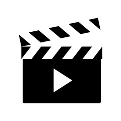 Poster - Play video multimedia cinema simple editable vector web icon isolated on white background.