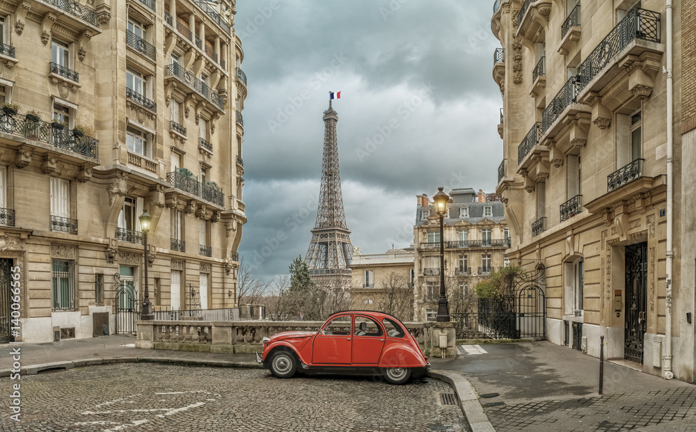 Avenue de Camoens in Paris - obrazy, fototapety, plakaty 