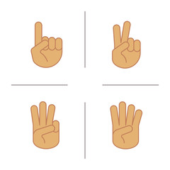 Sticker - Hand gestures color icons set