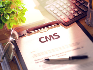 Poster - Clipboard with CMS Concept. 3D.