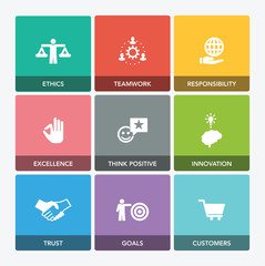 Wall Mural - CORE VALUES ICON SET