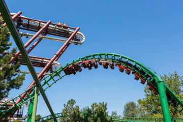  Castelnuovo del Garda, Italy - Agust 31 2016: Carousel. Roller coaster. Gardaland Theme Amusement Park in Castelnuovo Del Garda, Verona, Italy.