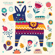Mexican pattern with decorative donkey