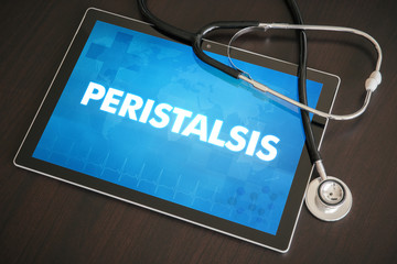 Poster - Peristalsis (gastrointestinal disease) diagnosis medical concept on tablet screen with stethoscope