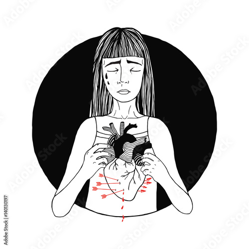 Sad And Suffering Girl Loss Of Love Women Broken Heart Concept