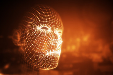 Poster - Digtal human face