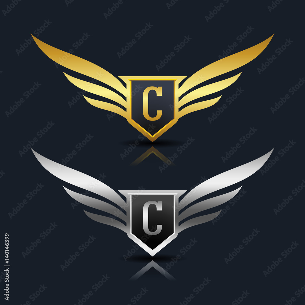 Wings Shield Letter C Logo Template Stock Vector | Adobe Stock