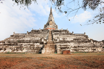 Old palaces and temples in Ayutthaya of Thailand